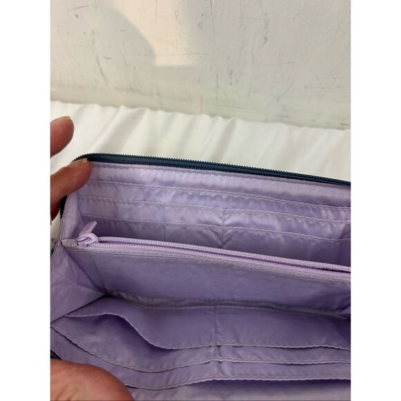 Vera Bradley zipper wallet gray purple flowers - Picture 4 of 7